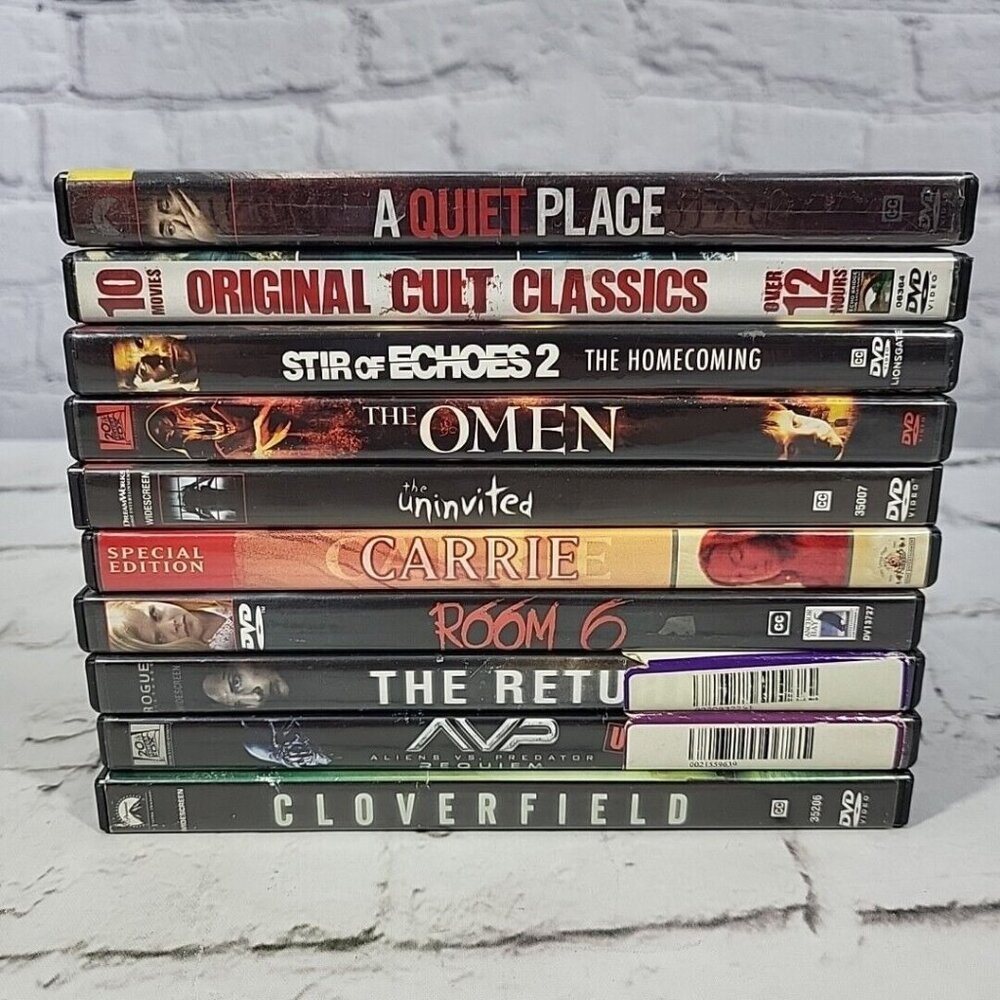 DVD Horror Movies Lot of 10 Omen‎ Carrie Quiet Place Uninvited